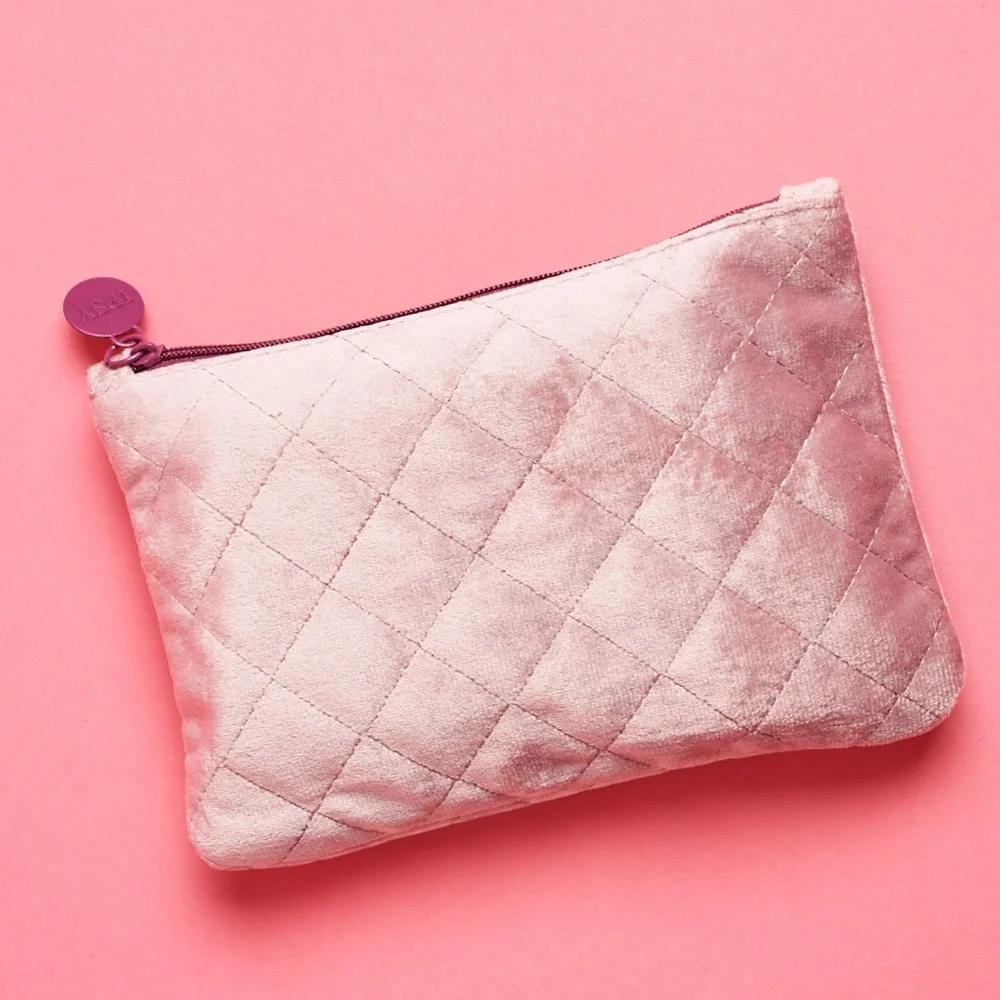 Ipsy Pink Velvet Glam Cosmetic Bag